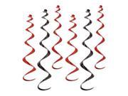 Beistle 50065 BKR Twirly Whirlys in Black and Red Pack of 6