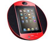PyleHome PIPDSP2R iPod iPhone iPad Touch Screen Dock with Built In FM Radio Alarm Clock Red