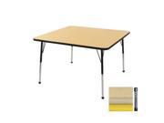 Early Childhood Resource ELR 14116 MMYE C 30 in. Maple Square Adjustable Activity Table with Maple Edge and Yellow Chunky Legs