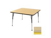 Early Childhood Resource ELR 14116 MMYE SB 30 in. Maple Square Adjustable Activity Table with Maple Edge and Yellow Standard Leg Ball Glides