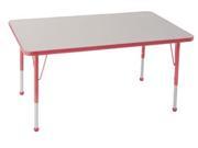 Early Childhood Resource ELR 14111 GRD TB 30 in. x 60 in. Gray Rectangular Adjustable Activity Table with Red Edge and Red Toddler Leg Ball Glides