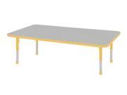 Early Childhood Resource ELR 14111 GYE C 30 in. x 60 in. Gray Rectangular Adjustable Activity Table with Yellow Chunky Leg