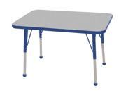 Early Childhood Resource ELR 14106 GBL TB 24 in. x 36 in. Gray Rectangular Adjustable Activity Table with Blue Edge and Blue Toddler Leg Ball Glides