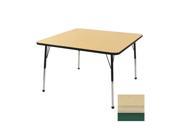 Early Childhood Resource ELR 14116 MMGN SB 30 in. Maple Square Adjustable Activity Table with Maple Edge and Green Standard Leg Ball Glides