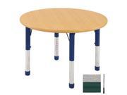 Early Childhood Resource ELR 14114 GGN SS 36 in. Gray Round Adjustable Activity Table with Maple Edge and Green Standard Leg Nylon Swivel Glides