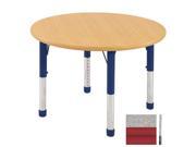 Early Childhood Resource ELR 14114 GRD SS 36 in. Gray Round Adjustable Activity Table with Maple Edge and Red Standard Leg Nylon Swivel Glides