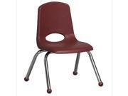 Early Childhood Resource ELR 0193 BY 12 in. School Stack Chair with Chrome Ball Glide Legs Burgundy