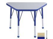 Early Childhood Resource ELR 14118 MMBL TS 18 in. x 30 in. Maple Adjustable Learning Table with Maple Edge and Blue Toddler Leg Nylon Swivel Glides