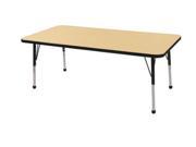 Early Childhood Resource ELR 14111 MBBK SB 30 in. x 60 in. Maple Rectangular Adjustable Activity Table with Black Edge and Black Standard Leg Ball Glides