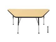 Early Childhood Resource ELR 14119 MBBK C 30 in. x 60 in. Maple Trapezoid Adjustable Activity Table with Black Chunky Leg