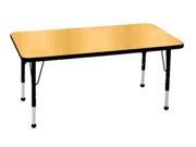 Early Childhood Resource ELR 14111 MBBK TB 30 in. x 60 in. Maple Rectangular Adjustable Activity Table with Black Edge and Black Toddler Leg Ball Glides