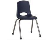 Early Childhood Resource ELR 0195 NV 16 in. School Stack Chair with Chrome Ball Glide Legs Navy