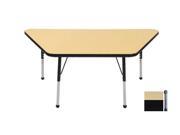 Early Childhood Resource ELR 14119 MMBK C 30 in. x 60 in. Maple Trapezoid Adjustable Activity Table with Black Chunky Leg