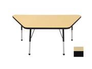 Early Childhood Resource ELR 14119 MMBK SB 30 in. x 60 in. Maple Trapezoid Adjustable Activity Table with Maple Edge and Black Standard Leg Ball Glides