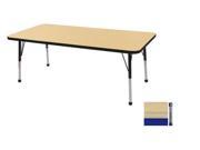 Early Childhood Resource ELR 14111 MMBL C 30 in. x 60 in. Maple Rectangular Adjustable Activity Table with Black Chunky Leg