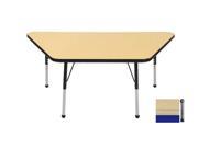Early Childhood Resource ELR 14119 MMBL C 30 in. x 60 in. Maple Trapezoid Adjustable Activity Table with Blue Chunky Leg
