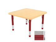 Early Childhood Resource ELR 14116 GRD TS 30 in. Gray Square Adjustable Activity Table with Red Edge and Red Toddler Legs Nylon Swivel Glides