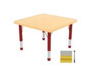 Early Childhood Resource ELR 14116 GYE SB 30 in. Gray Square Adjustable Activity Table with Yellow Edge and Yellow Standard Leg Ball Glides