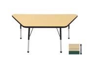 Early Childhood Resource ELR 14119 MMGN C 30 in. x 60 in. Maple Trapezoid Adjustable Activity Table with Green Chunky Leg