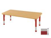 Early Childhood Resource ELR 14109 GRD SB 24 in. x 72 in. Gray Rectangular Adjustable Activity Table with Red Edge and Red Standard Leg Ball Glides