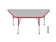 Early Childhood Resource ELR 14119 GRD C 30 in. x 60 in. Gray Trapezoid Adjustable Activity Table with Red Chunky Leg