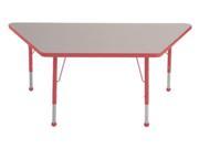 Early Childhood Resource ELR 14119 GRD TB 30 in. x 60 in. Gray Trapezoid Adjustable Activity Table with Red Edge and Red Toddler Leg Ball Glides