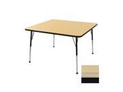 Early Childhood Resource ELR 14116 MMBK SB 30 in. Maple Square Adjustable Activity Table with Maple Edge and Black Standard Leg Ball Glides