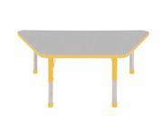 Early Childhood Resource ELR 14119 GYE C 30 in. x 60 in. Gray Trapezoid Adjustable Activity Table with Yellow Chunky Leg