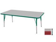 Early Childhood Resource ELR 14111 GRD C 30 in. x 60 in. Gray Rectangular Adjustable Activity Table with Red Chunky Leg