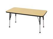 Early Childhood Resource ELR 14107 MBBK SB 24 in. x 48 in. Maple Rectangular Adjustable Activity Table with Black Edge and Black Standard Leg Ball Glides