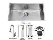 Vigo VG15071 Undermount Stainless Steel Kitchen Sink Faucet Colander Strainer and Dispenser