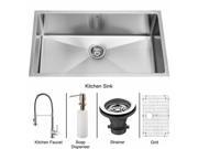 Vigo VG15078 Undermount Stainless Steel Kitchen Sink Faucet Grid Strainer and Dispenser