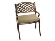 DC America DC3001 BR CU Mesh Arm Chairwith Cushion Heavy Duty Rust Free Cast Aluminum Construction Bronze Powder Coated Finish Long Wear Cushion Size 22in