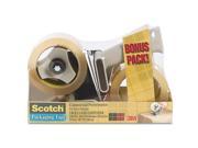 3M 37502ST Packaging Tape Dispenser with 2 Rolls of Tape 1.88 x 54.6 yards