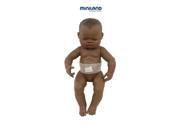 Miniland Educational 31004 Newborn african baby girl with navel gauze 42 cm 16 4 8 Polybag