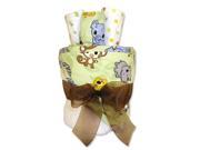 Trend Lab 109177 4 Piece Hooded Towel Gift Cake White Terry With Chibi Zoo Animals Percale Hood Trim