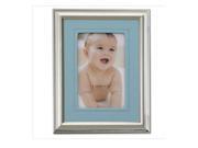 Lawrence Frames 728646 Lawrence Frames Silver Plated 4x6 Metal Picture Frame Blue Faux Leather Mat