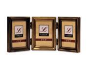 Lawrence Frames 11423T Lawrence Frames Antique Gold Brass Hinged Triple 2x3 Picture Frame Beaded Edge Design