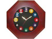 Octagonal Wood Billiards Quartz Clock