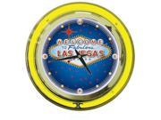 Las Vegas Neon Clock 14 inch Diameter