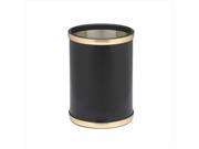 Kraftware 50148 Sophisticates Black With Brushed Gold 10 Inch Round Waste Basket