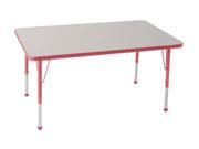 Early Childhood Resource ELR 14110 GRD TB 30 in. x 48 in. Gray Rectangular Adjustable Activity Table with Red Edge and Red Toddler Leg Ball Glides