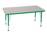 Early Childhood Resource ELR 14110 GGN TB 30 in. x 48 in. Gray Rectangular Adjustable Activity Table with Green Edge and Green Toddler Leg Ball Glides