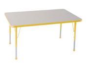 Early Childhood Resource ELR 14110 GYE TB 30 in. x 48 in. Gray Rectangular Adjustable Activity Table with Yellow Edge and Yellow Toddler Leg Ball Glides