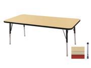 Early Childhood Resource ELR 14110 MMRD TB 30 in. x 48 in. Maple Rectangular Adjustable Activity Table with Maple Edge and Red Toddler Leg Ball Glides
