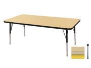 Early Childhood Resource ELR 14110 MMYE TB 30 in. x 48 in. Maple Rectangular Adjustable Activity Table with Maple Edge and Yellow Toddler Leg Ball Glides