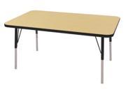 Early Childhood Resource ELR 14110 MBBK SS 30 in. x 48 in. Maple Rectangular Adjustable Activity Table with Black Edge and Black Standard Leg Nylon Swivel Glide