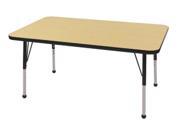 Early Childhood Resource ELR 14110 MBBK TB 30 in. x 48 in. Maple Rectangular Adjustable Activity Table with Black Edge and Black Toddler Leg Ball Glides