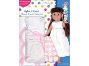 Fibre Craft 153158 Springfield Collection Nightie Outfit White Nightie with Pink White Blanket