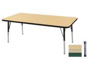 Early Childhood Resource ELR 14110 MMGN C 30 in. x 48 in. Maple Rectangular Adjustable Activity Table with Green Chunky Leg